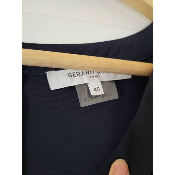 Gerard Darel - Navy Notch Neck Shift Dress w/ Fringe Trim 40 - Picture 7 of 10